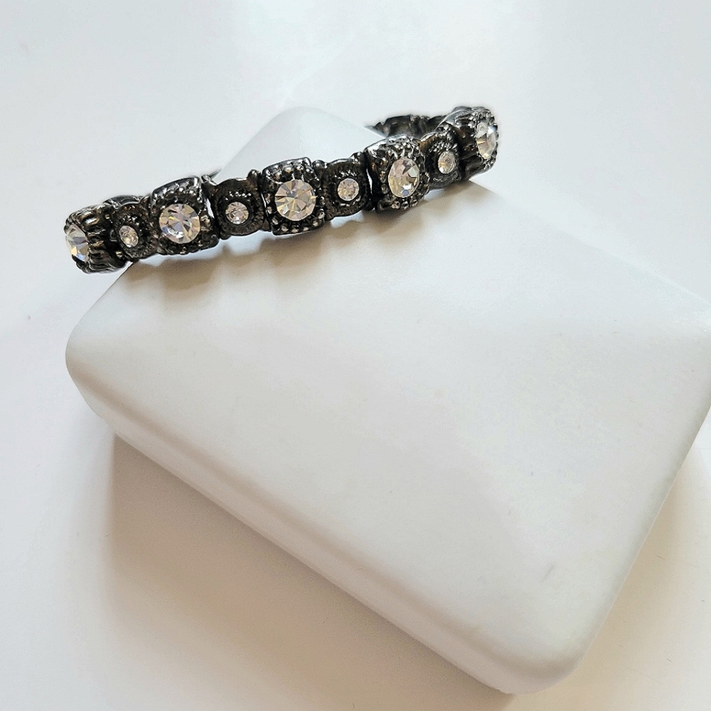 Vintage Black, Silver Studded Bracelet